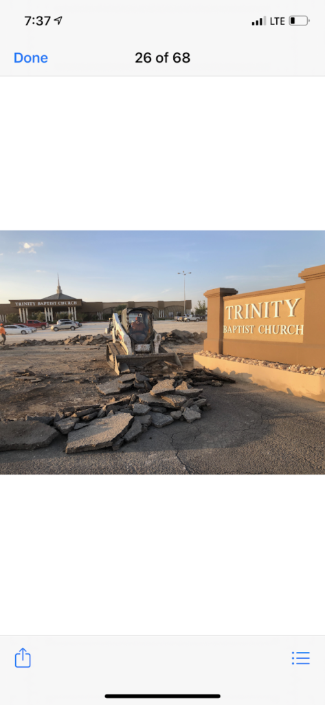 Tearing out an old church parking lot