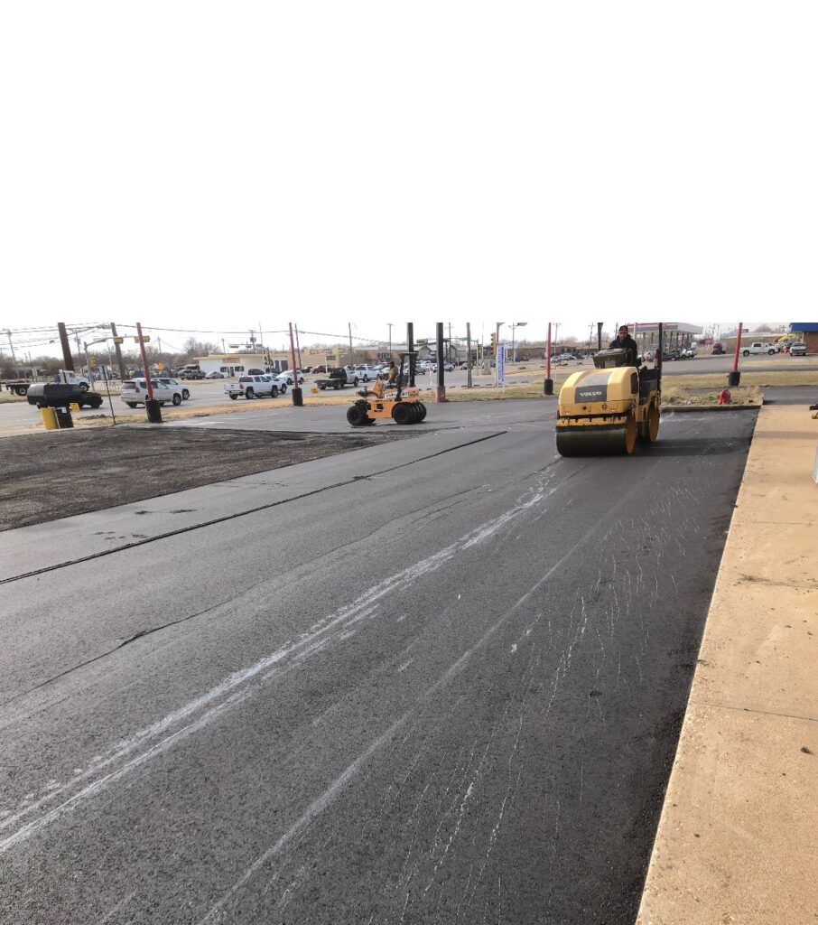 Rolling a large new parking lot