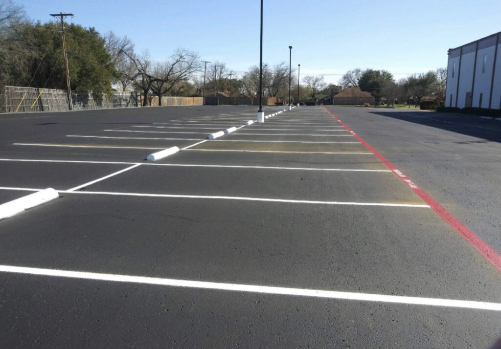 Freshly striped parking lot