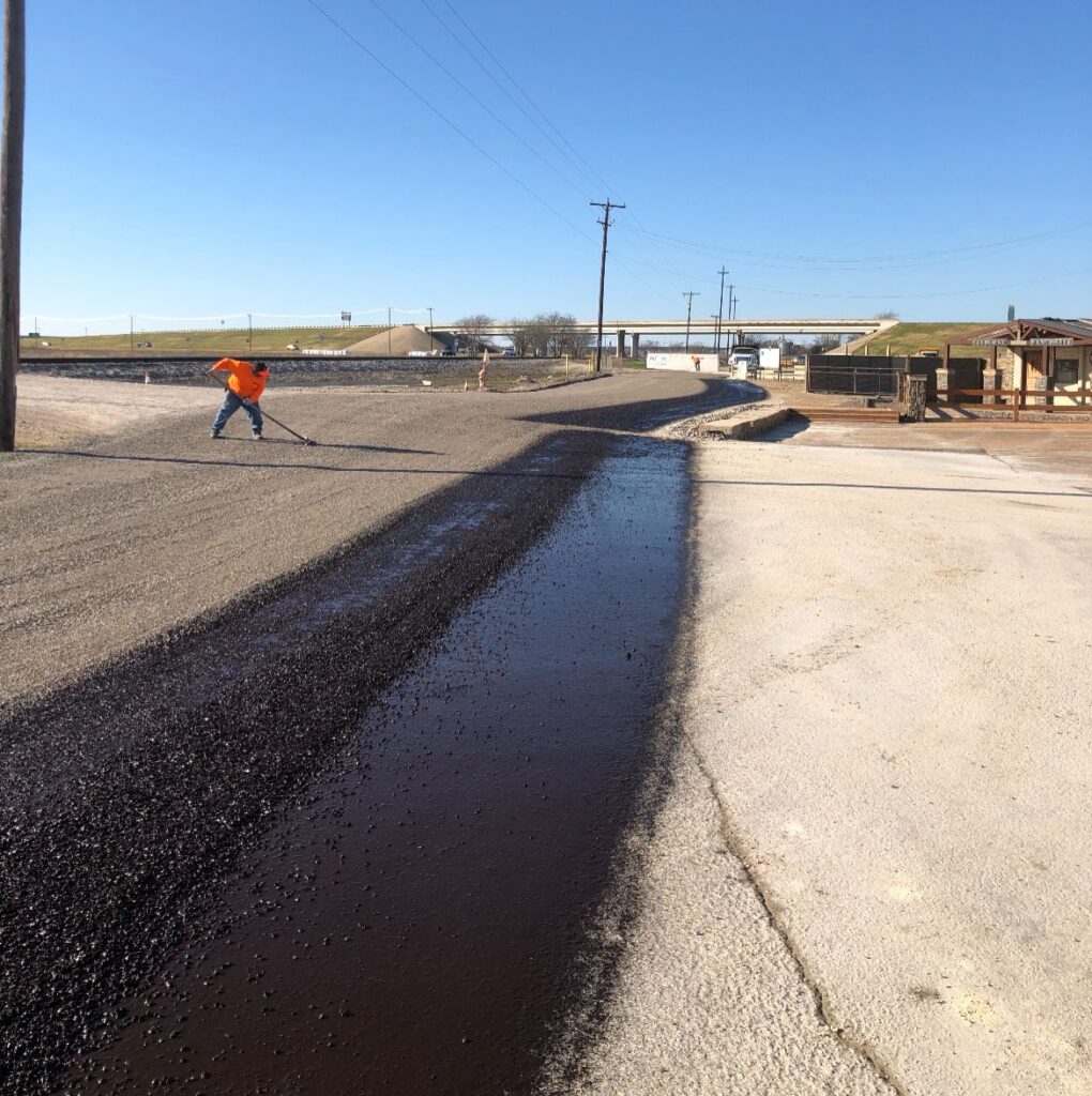 Repairing a trench cut in an asphalt lot