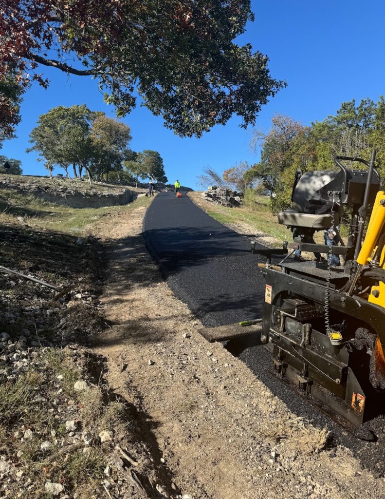 Paving a hillside road