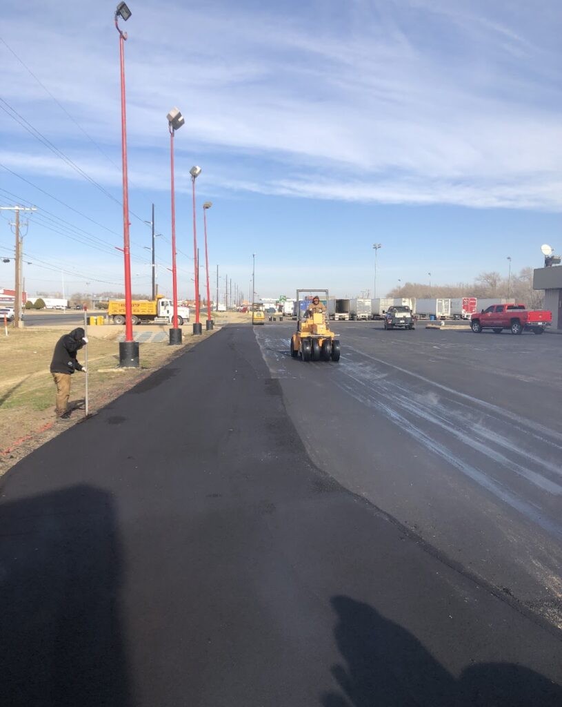 Paving along a frontage road